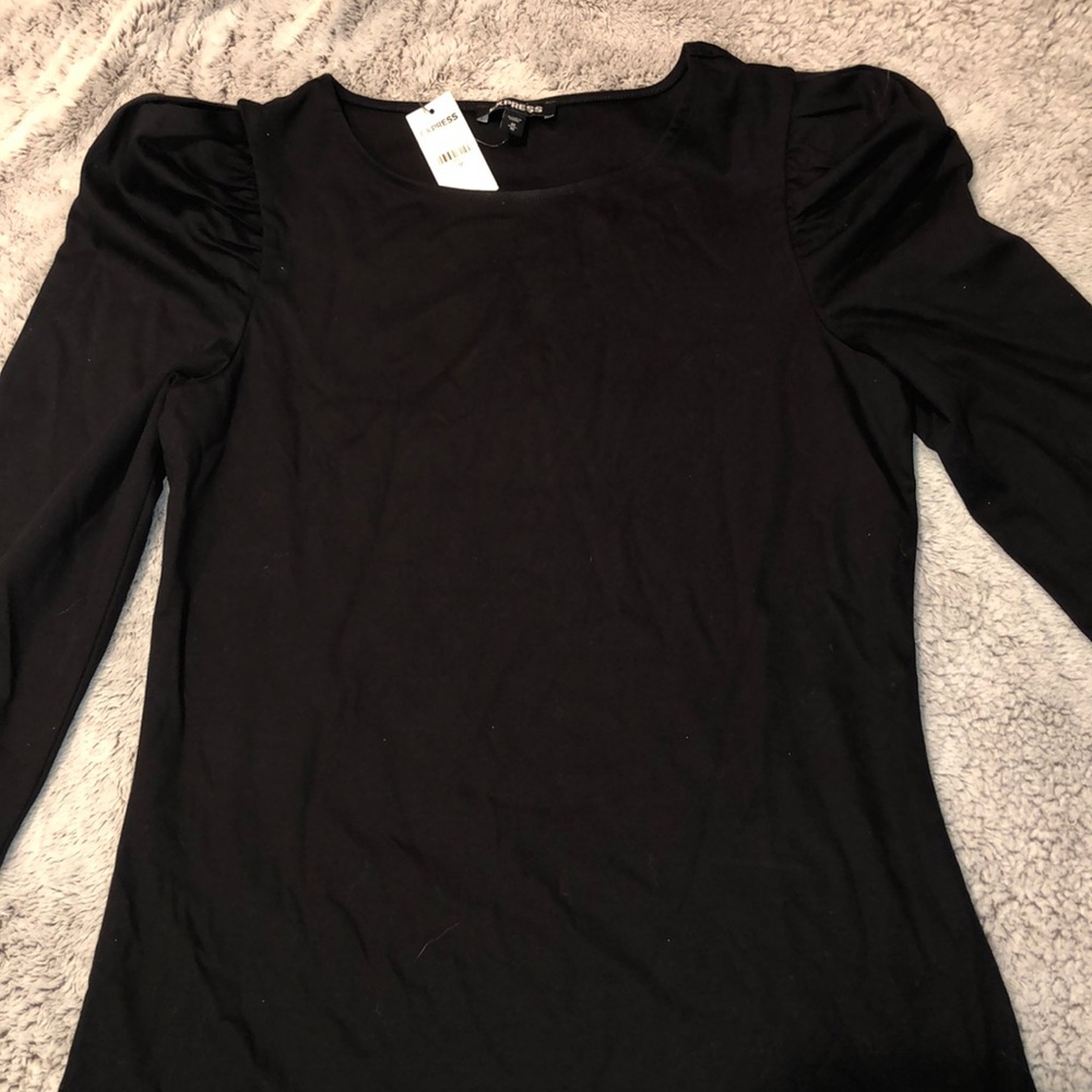 Black puff sleeve knit top - Size Med- NEW